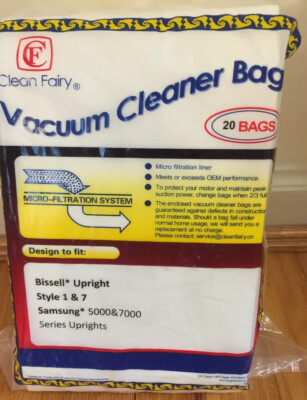 Clean Fairy Bissell Upright 1 & 7 Samsung 5000 7000 Vacuum 19 Bags Open Pack