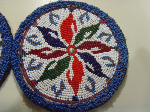 1920 2 mandalas antiguos emparejados 7 pulgadas grandes tribales con cuentas Asia Central 52683 - Imagen 3 de 7