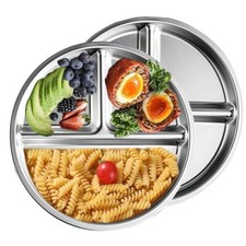 Portion Control Plates Stainless Steel For Adults Weight Loss/Diabetic Diet/D...