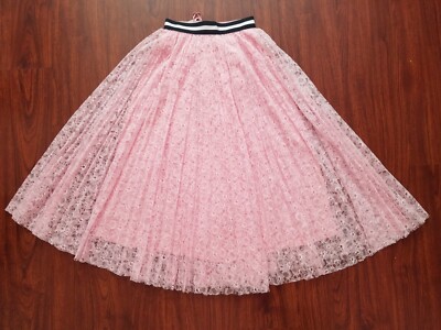 ワンピース MSGM Women Mid Skirts 3442MDA07 PINK NWT MSGM Milano Mid Lenght Pleated Lace Pink Skirt Size 38