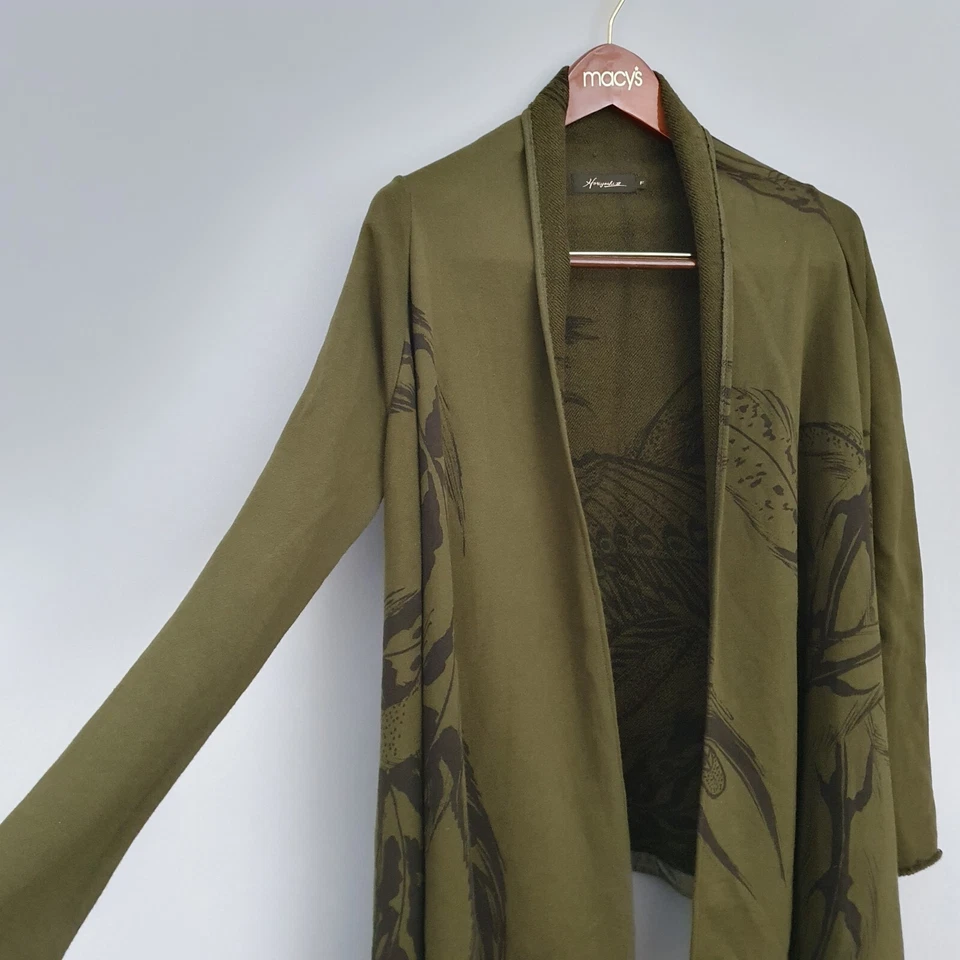 Horiyoshi The Third Japanese Crane Print Long Open Cardigan Size F - Image 3 of 4