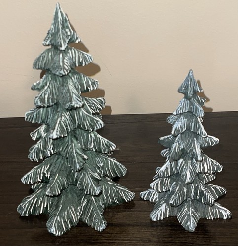 Lefton Colonial Christmas Village 00303 LARGE FIR TREE 00301 Small Fir Tree - Picture 2 of 7