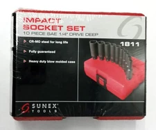 Sunex 1811 10 Piece 1/4" Drive Deep SAE Impact Socket Set