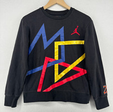 AIR JORDAN Sweatshirt Youth L 12-18 Yrs MJ Sport HRB Fleece Crew Pullover Black