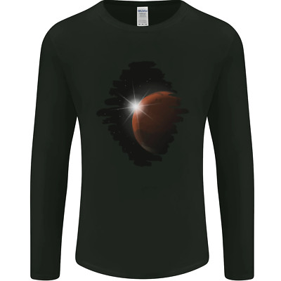Space Planet Sun Flare Universe Herren Langarm Maglietta