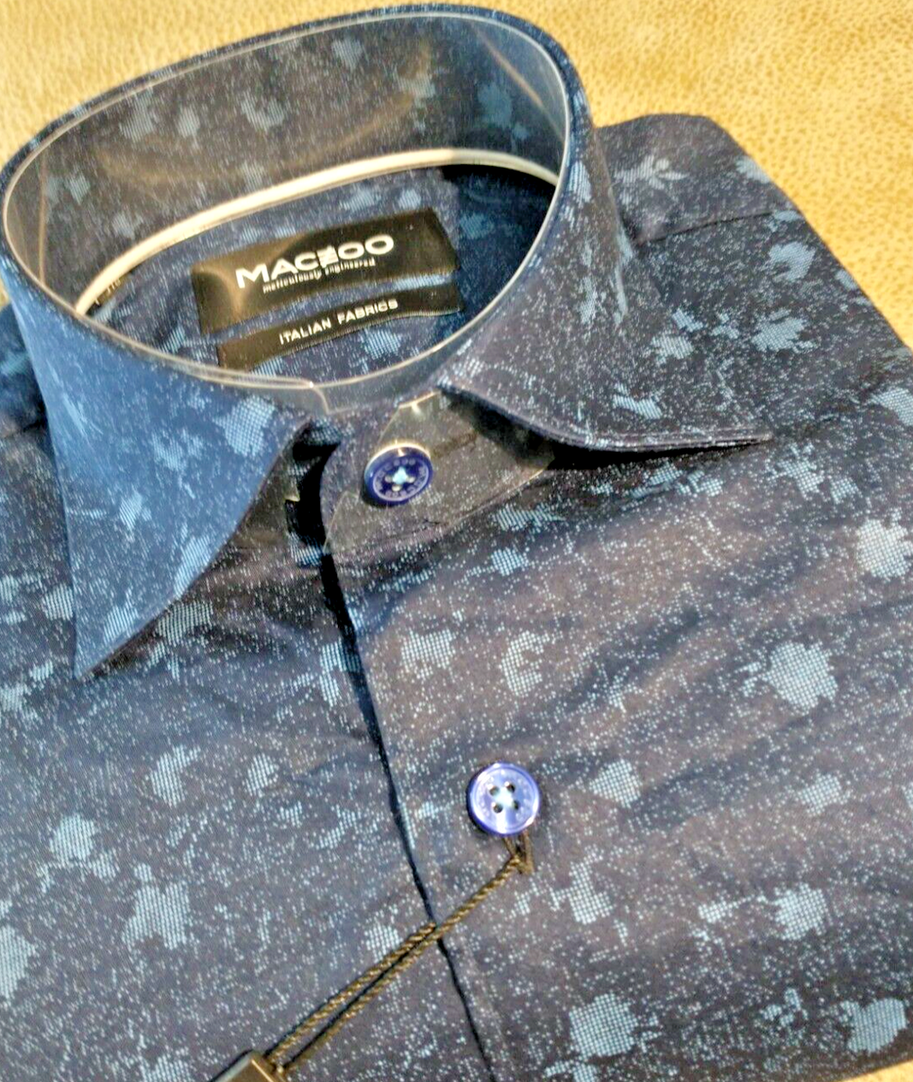 NWT Maceoo men's size 3(M) long sleeve button down Shirt Classy Pindot/abstra NWT Maceoo men's size 3(M) long sleeve button down Shirt Classy Pindot/abstra