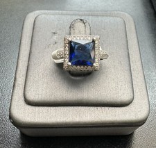 .925 Sterling Silver Blue Cubic Zirconia Ring
