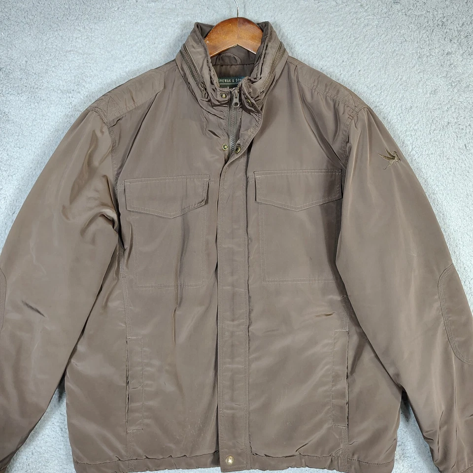 Chaqueta I. Spiewak & Sons Hombre XL Marrón Acolchada Forrada Botón a Presión Cremallera Completa Exterior Foto 3 de 4