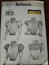 Vintage Butterick Making History Victorian blouse pattern 3417,  sz 6-10 uncut