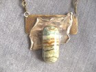 Handmade Crazylace Stone pendant w/ Sterling Silver & Brass.Brass chain necklace