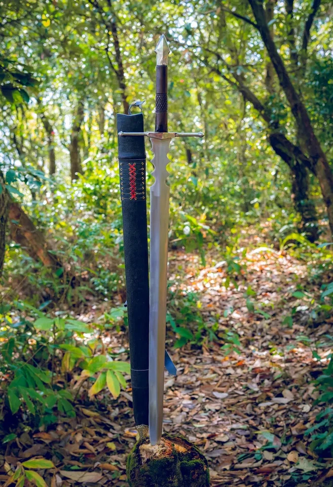 Espada Vikinga de Supervivencia Hoja de Acero al Carbono Hecha a Mano Personalizada - Espada de Caza Camping Foto 2 de 4