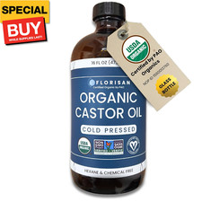 Organic Castor Oil, EWG Verified  USDA Organic Certified, 16oz, Cold-Pressed, H