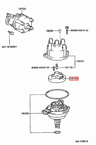 Genuine MR2 SW21 SW20 Sprinter AE101 3SGTE 5S 4AGE Distributor Cap Rotor Button - Picture 9 of 20