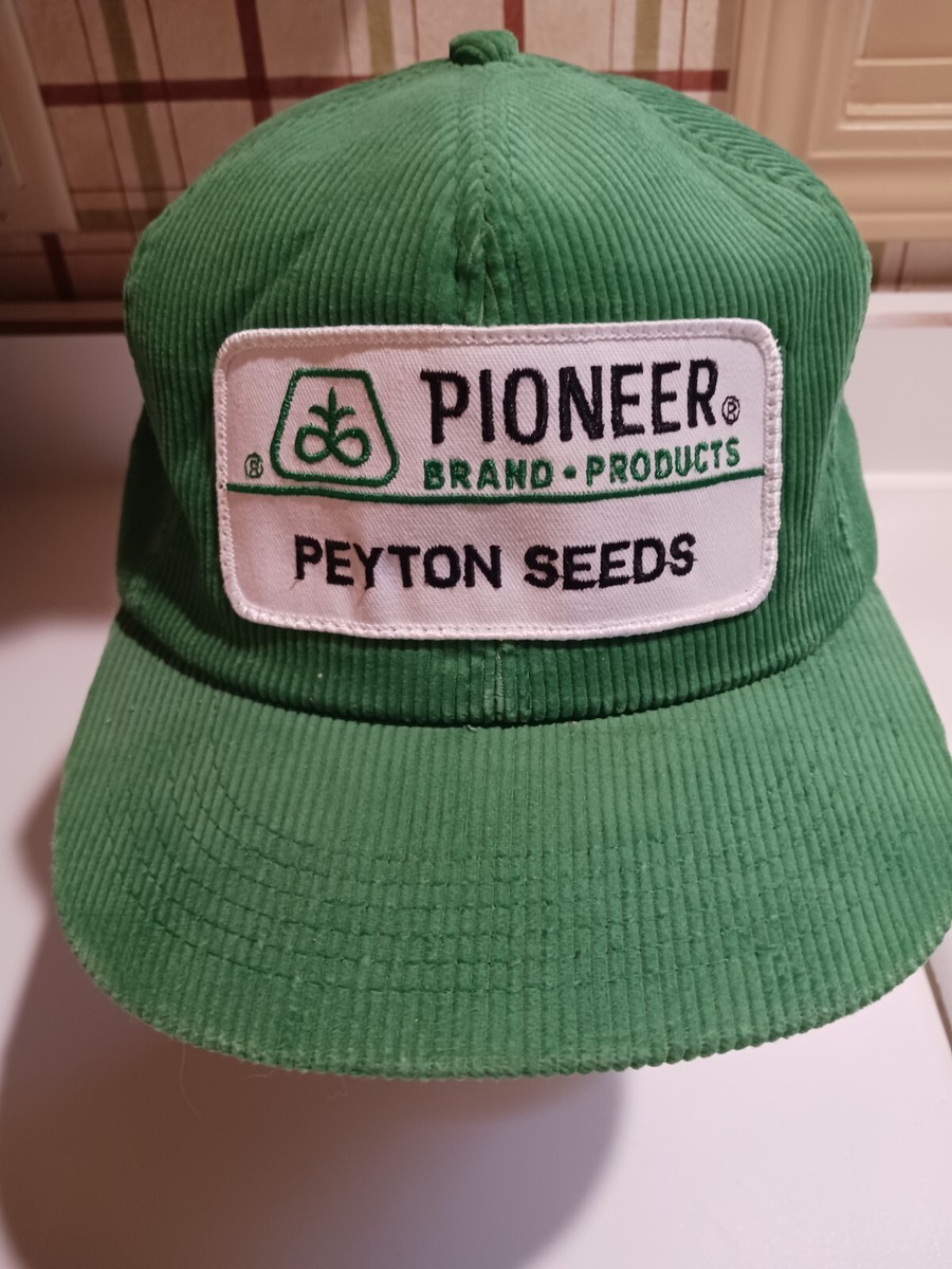 Vintage K Products Green Corduroy Pioneer Seed Corn Large Patch Trucker Hat  Cap