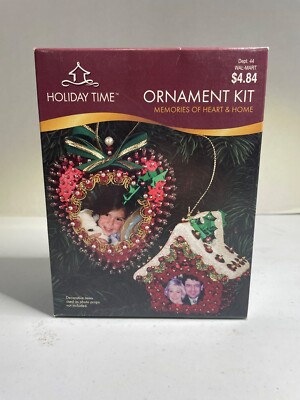 HOLIDAY TIME~MEMORIES OF HEART & HOME VINTAGE BEADED SEQUIN ORNAMENT KIT! NOS!