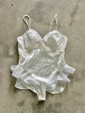 NWT Victoria s Secret Boudoir Glossy Satin Bodysuit Teddy Romper Medium Flutter