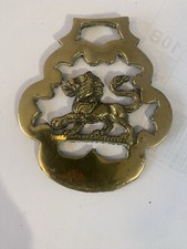 Brass Lion 3 3/4" Horse Shoe Bridle Saddle Medallion Door Knocker Ornament