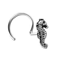 Seepferdchen Nasenstecker Seepferdchen Locke 22 G (0,6 Mm) 925 Sterling Silbe...