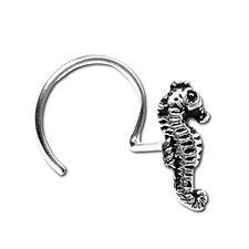 Bijoux de corps en argent sterling 925 clou de nez d'hippocampe 22 g (0,6 mm)