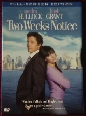 Two Weeks Notice DVD (2003) Full Frame Edition USED Complete Very Good Condition