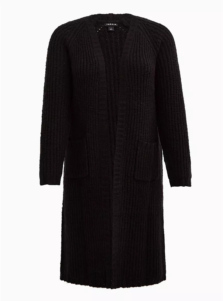 Torrid Long Sleeve Raglan Chunky Duster Cardigan Black 2 2X 18 20 B38734