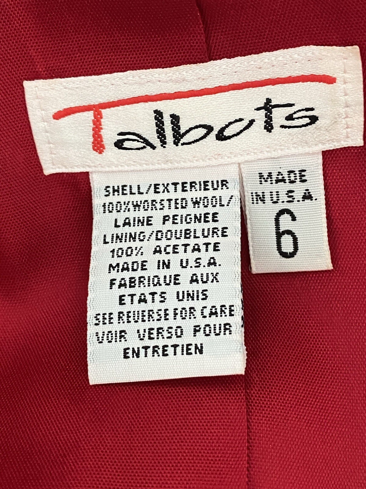 Talbots Red Wool Double Breasted Suit Jacket Size… - image 5