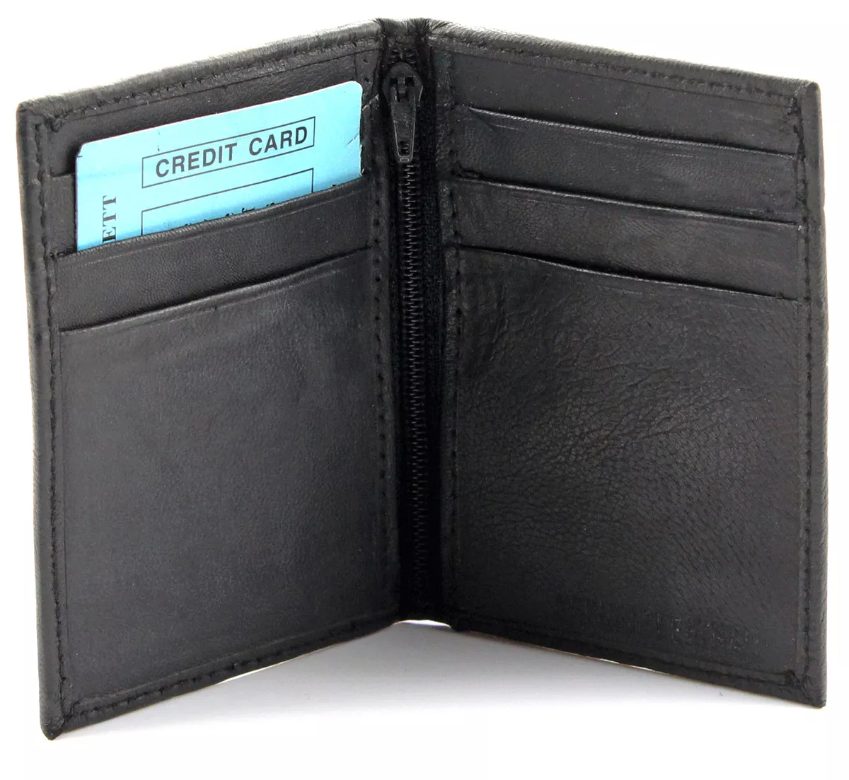 Mens Slim Thin Genuine Leather Bifold Id Wallet Money Credit Card Holder Window