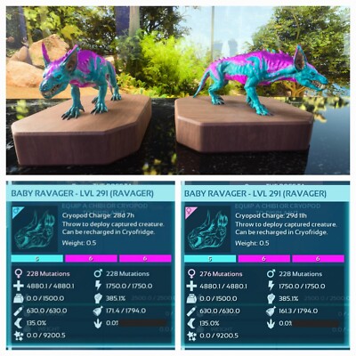 ARK ASCENDED PVE OFFICIAL PAIR BABY RAVAGER COTTON CANDY  PC/XBOX/PS5