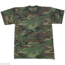 KIDS WOODLAND CAMO BOYS YOUTH TSHIRTS MADE IN USA BY TEE SWING LARGE 14-16