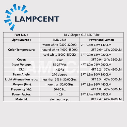 2PCS LED T8 V Shape Tube 2FT 3FT 24W G13 BI-Pin 6500K T8 Bulbs LED Shop Light - Picture 7 of 11