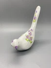 Fenton Happiness Bird Long Tailed Bird with Violets In Snow Signed D.Robinson