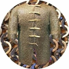 Flat Riveted Rings Chain mail Extra large size Hauberk Frant Open Shirt