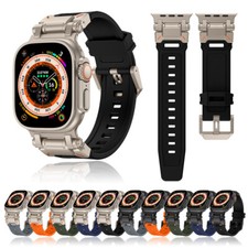 Metal Kits Silicone Rubber Sport Band for Apple Watch Ultra 3 2 49mm 44/45/46mm