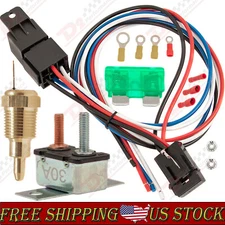 3/8" 175-185 Electric Engine Fan Thermostat Relay Temperature Sensor Switch Kit