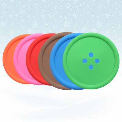 6 PCS Insulated Silicone Round Button Shaped Cup Coaster Restaurant Kitchen Home