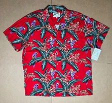 Paradise Found Men’s Large Jungle Bird Tom Selleck Magnum PI Rayon Shirt
