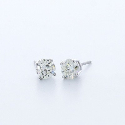 1.5 CTW Natural Diamonds H/VS2 Round Cut 14K White Gold Four-Prong Classic Studs