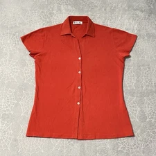 Loro Piana Polo Shirt Womens 48 Red Button Up Short Sleeve Ivy Leauge Old Money