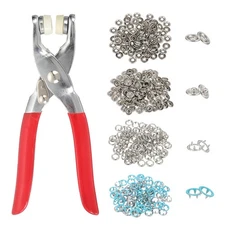 100Set Metal Snap Button Kit 9.5mm Hollow Prong Snap Button Fasteners Tool Blue