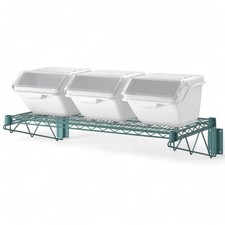 18" x 36" Green Wall-Mounted Wire Shelf Kit with Clip-in Ingredient Storage B...