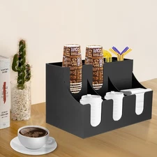Cup Lid Dispensers Holder Acrylic Coffee Caddy Rack Anti-slip Tea Condiment Rack