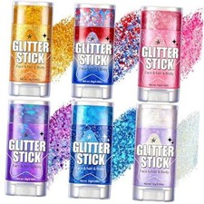6Pcs Body Glitter Stick, Sparkly Mermaid Face Glitter Makeup 6P Glitter Stick