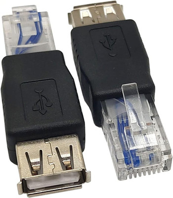 (2-Pack) USB - RJ45, USB2.0 a Female to RJ45 Ethernet Male AF-8P8C Connector, US