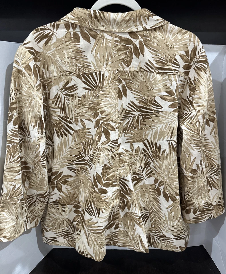 Женский блейзер Studio Works XL — куртка на пуговицах спереди из льняной смеси с цветочным принтом - Изображение 4 из 4