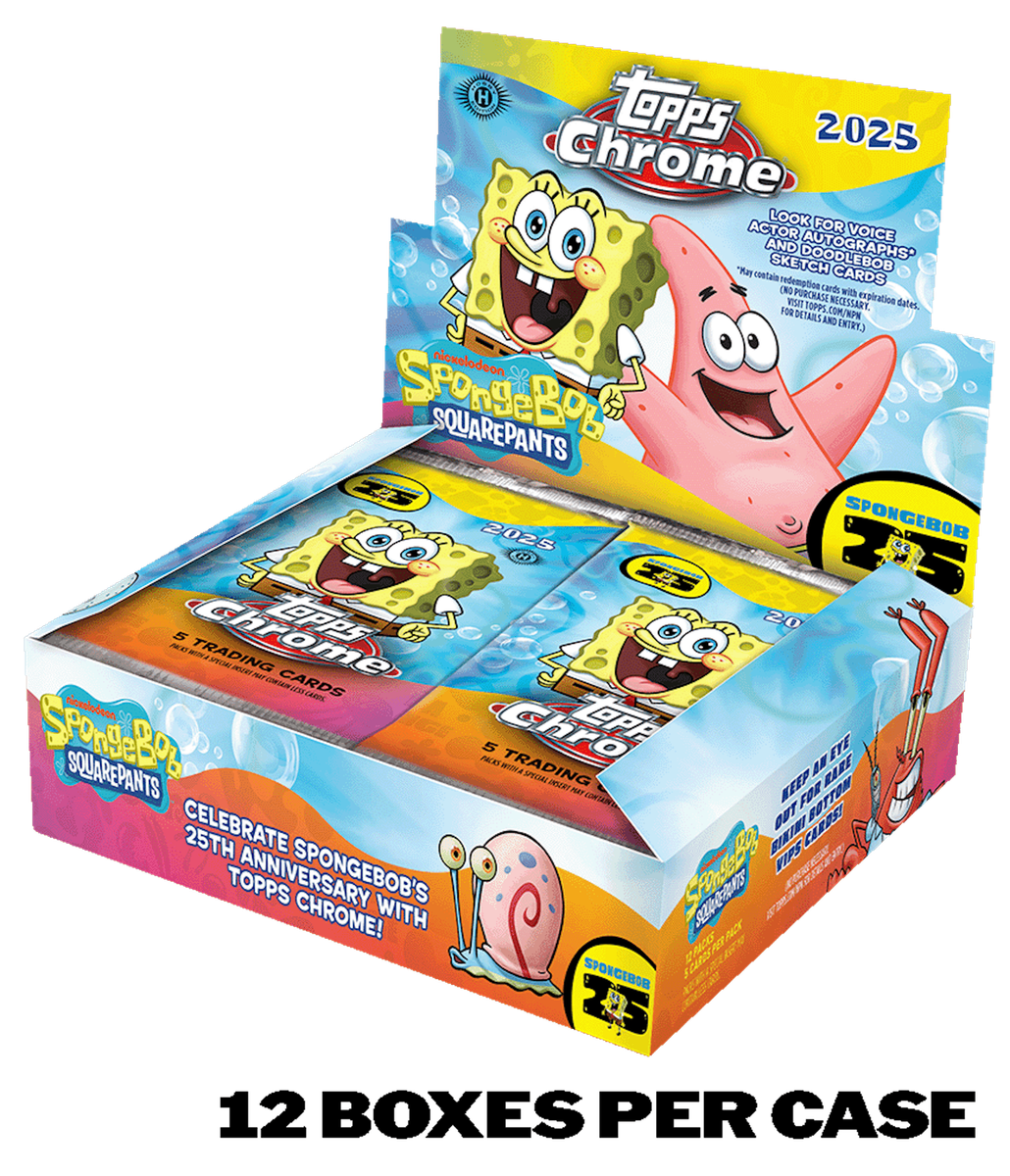 早い者勝ち激レアオーナーズホース未開封BOX テープ付き当時物2個セット全てホロ 2025 TOPPS CHROME SPONGEBOB SQUAREPANTS HOBBY 12-BOX CASE 25th