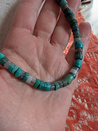 Collar Turquesa 20" Con Extensor Cierre Esterlina Ropa Hombre o Mujer - Imagen 3 de 4