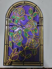 Decorative Stained Glass Wall Hanging Floral Design 10x6"