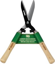 Hedge Shears Garden Wooden Handle Carbon Steel Blade Grass Bushes Cutting 20"