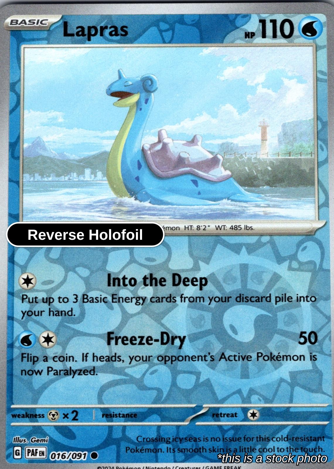 Lapras Reverse Holofoil 016/091 PAF Pokemon NM