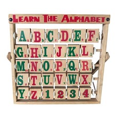 Vintage Wooden Learn The Alphabet Educational Flip Block Toy